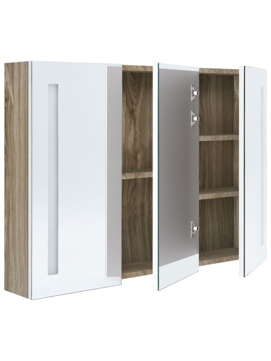 LED koupelnová skříňka se zrcadlem 89 x 14 x 62 cm bílá a dub