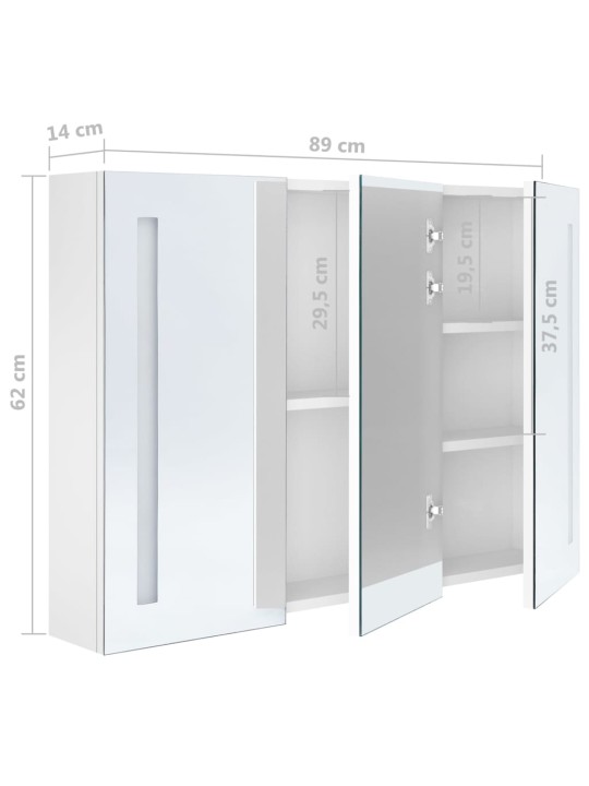 LED koupelnová skříňka se zrcadlem 89 x 14 x 62 cm zářivě bílá