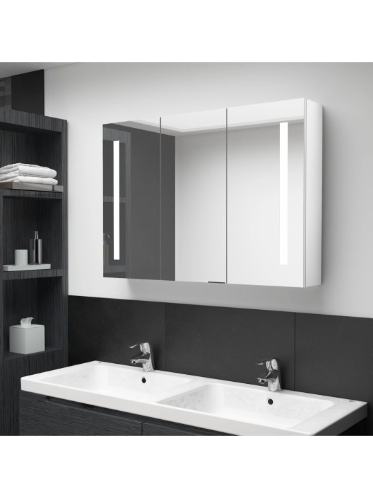 LED koupelnová skříňka se zrcadlem 89 x 14 x 62 cm zářivě bílá