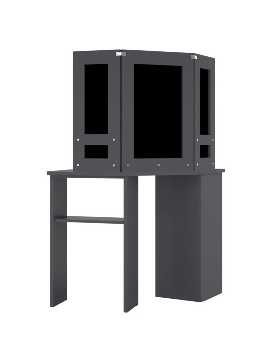 Rohový toaletní stolek s LED světlem šedý 111 x 54 x 141,5 cm
