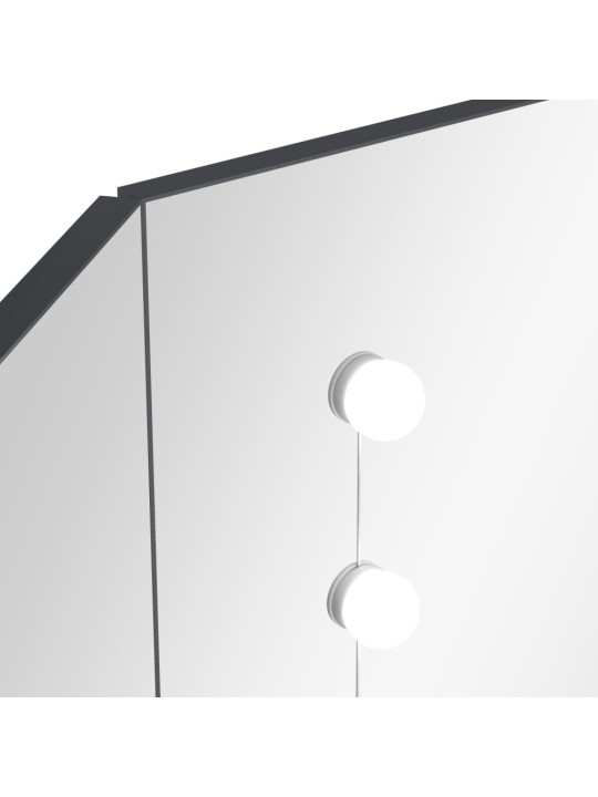 Rohový toaletní stolek s LED světlem šedý 111 x 54 x 141,5 cm