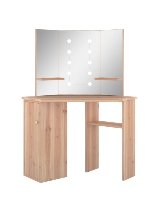 Rohový toaletní stolek s LED světlem dub 111 x 54 x 141,5 cm