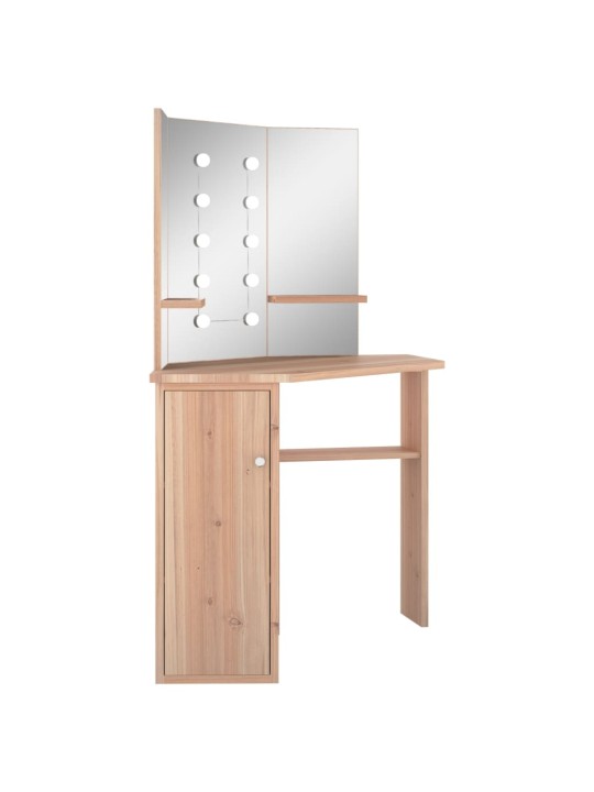Rohový toaletní stolek s LED světlem dub 111 x 54 x 141,5 cm