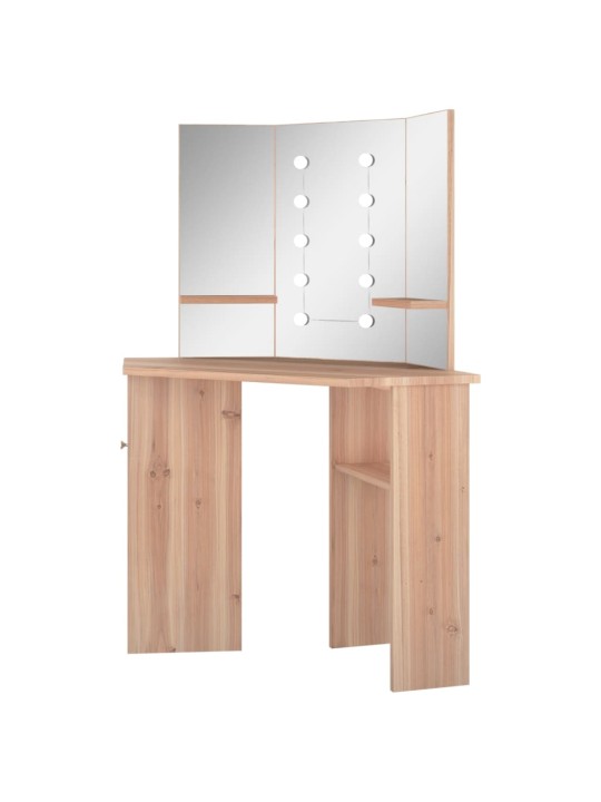 Rohový toaletní stolek s LED světlem dub 111 x 54 x 141,5 cm