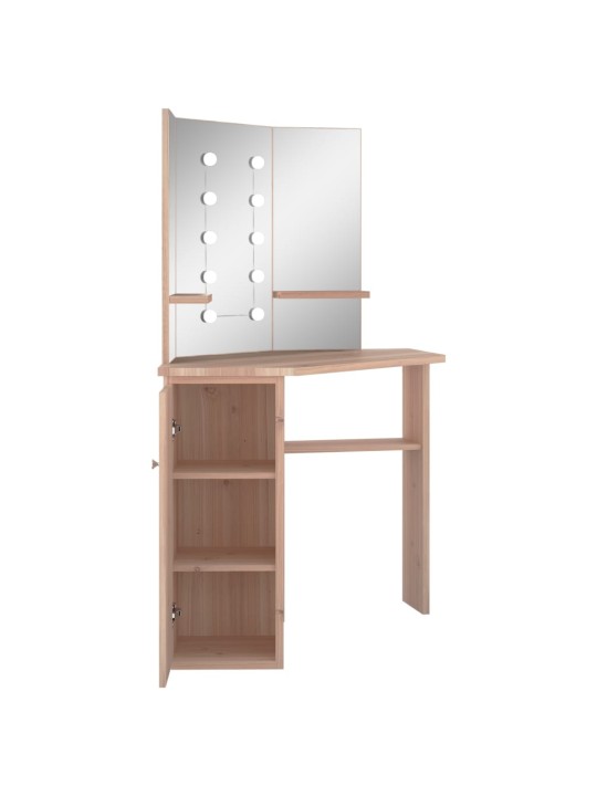 Rohový toaletní stolek s LED světlem dub 111 x 54 x 141,5 cm