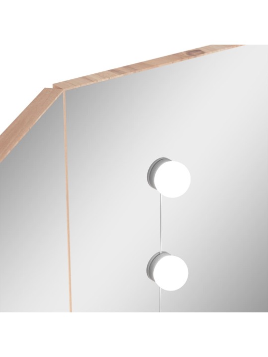 Rohový toaletní stolek s LED světlem dub 111 x 54 x 141,5 cm