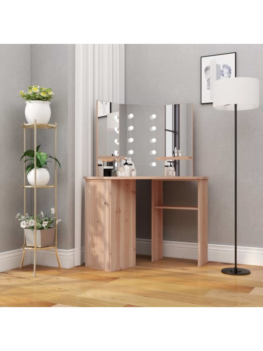 Rohový toaletní stolek s LED světlem dub 111 x 54 x 141,5 cm
