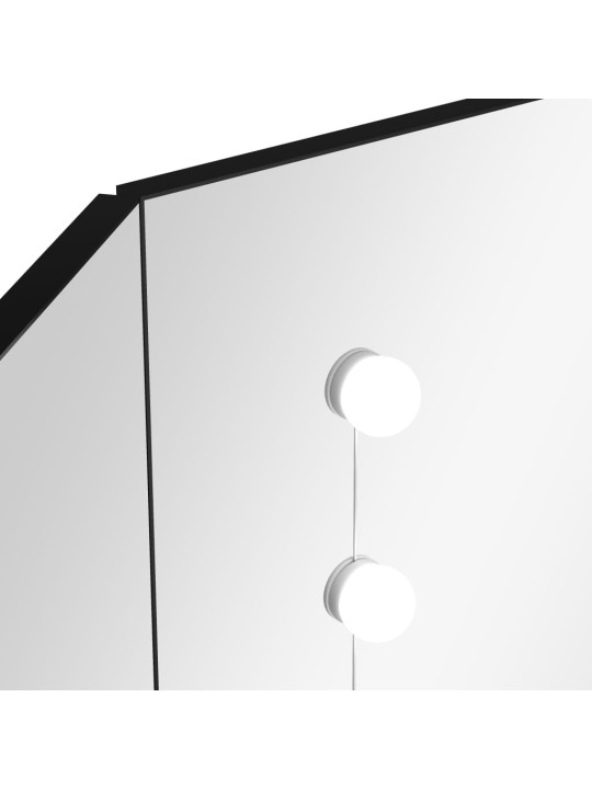 Rohový toaletní stolek s LED světlem černý 111 x 54 x 141,5 cm