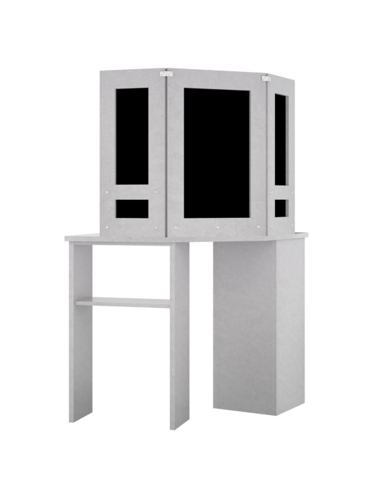 Rohový toaletní stolek s LED betonově šedý 111 x 54 x 141,5 cm