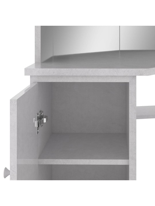 Rohový toaletní stolek s LED betonově šedý 111 x 54 x 141,5 cm