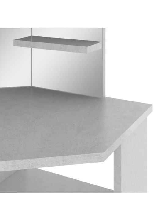 Rohový toaletní stolek s LED betonově šedý 111 x 54 x 141,5 cm