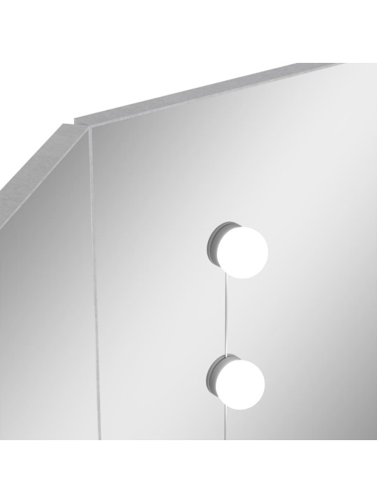 Rohový toaletní stolek s LED betonově šedý 111 x 54 x 141,5 cm