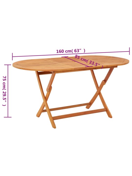 Skládací zahradní stůl 160x85x75 cm masivní eukalyptové dřevo