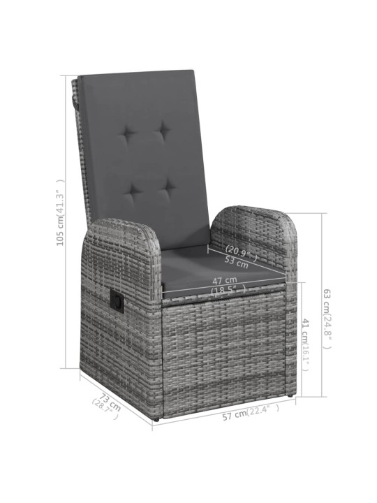 5dílný zahradní jídelní set šedý