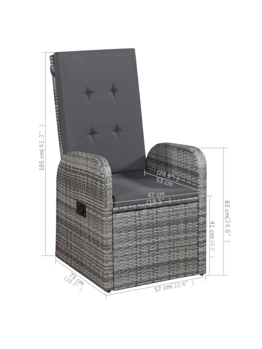 5dílný zahradní jídelní set šedý