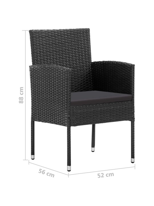 5dílný zahradní jídelní set černý