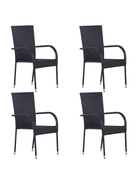 5dílný zahradní jídelní set černý
