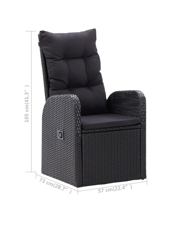 5dílný zahradní jídelní set černý