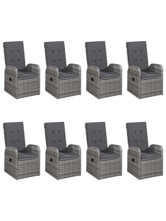 9dílný zahradní jídelní set šedý