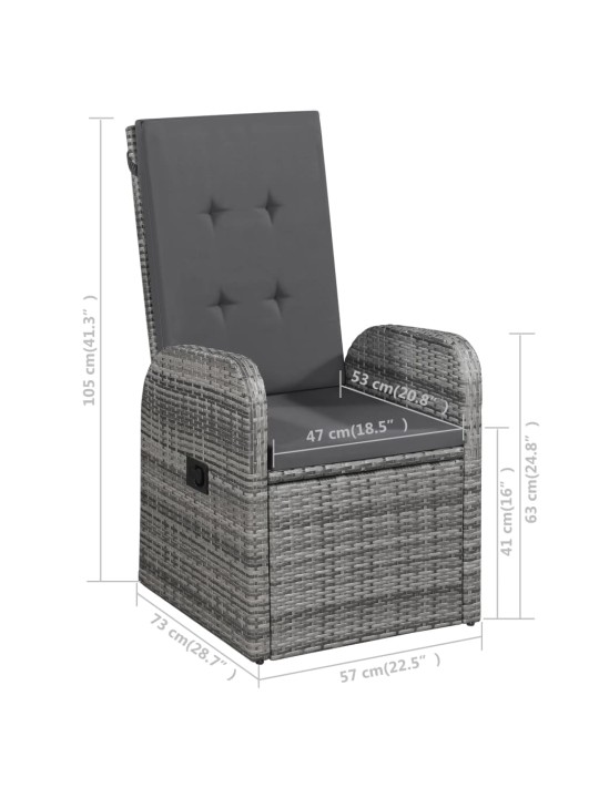 7dílný zahradní jídelní set šedý