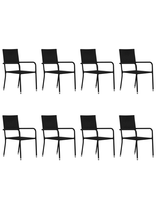 9dílný zahradní jídelní set černý