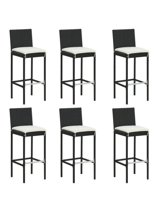 7dílný zahradní barový set s poduškami černý