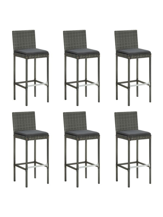 7dílný zahradní barový set s poduškami šedý
