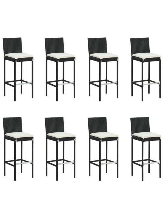9dílný zahradní barový set s poduškami černý