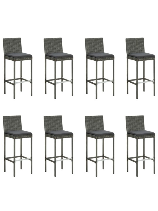 9dílný zahradní barový set s poduškami šedý