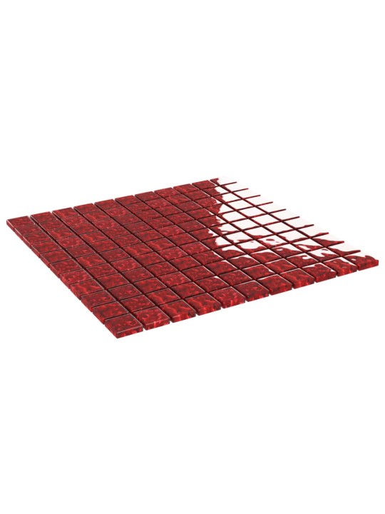 Mozaikové dlaždice 11 ks červené 30 x 30 cm sklo