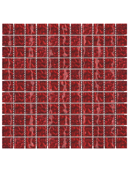 Mozaikové dlaždice 11 ks červené 30 x 30 cm sklo