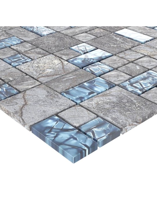 Mozaikové dlaždice 11 ks šedé a modré 30 x 30 cm sklo