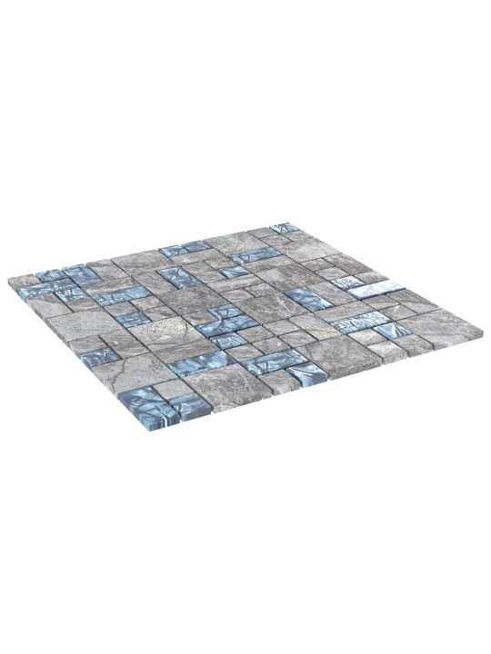 Mozaikové dlaždice 22 ks šedé a modré 30 x 30 cm sklo
