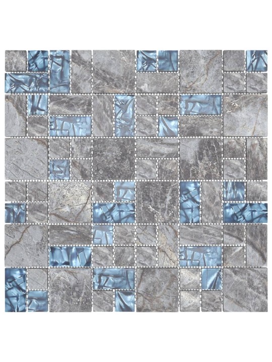 Mozaikové dlaždice 22 ks šedé a modré 30 x 30 cm sklo