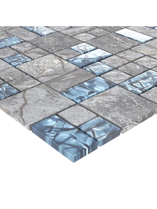 Mozaikové dlaždice 22 ks šedé a modré 30 x 30 cm sklo