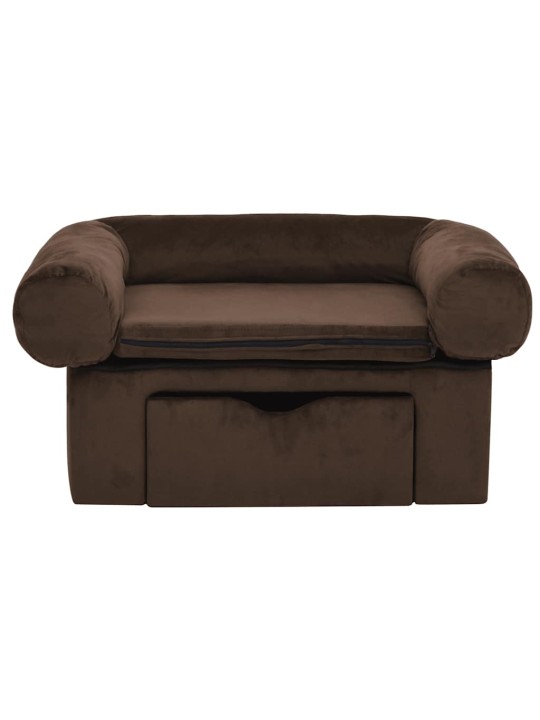 Pohovka pro psy se zásuvkou hnědá 75 x 50 x 38 cm plyš