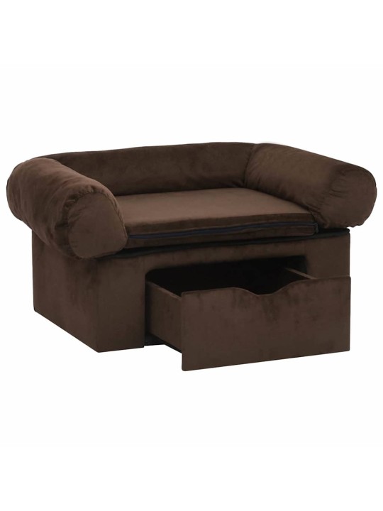 Pohovka pro psy se zásuvkou hnědá 75 x 50 x 38 cm plyš