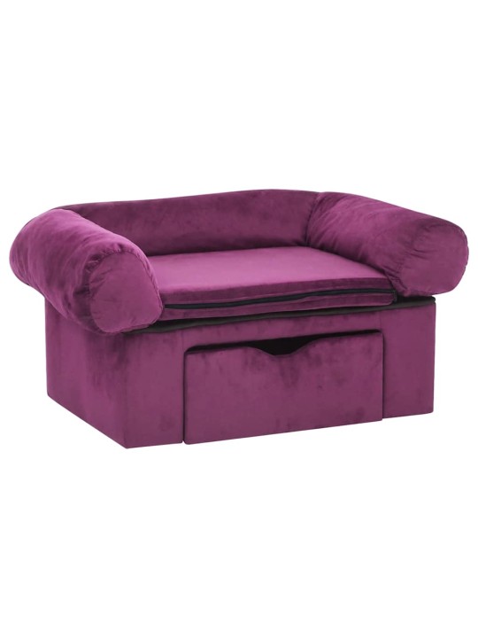 Pohovka pro psy se zásuvkou vínová 75 x 50 x 38 cm plyš