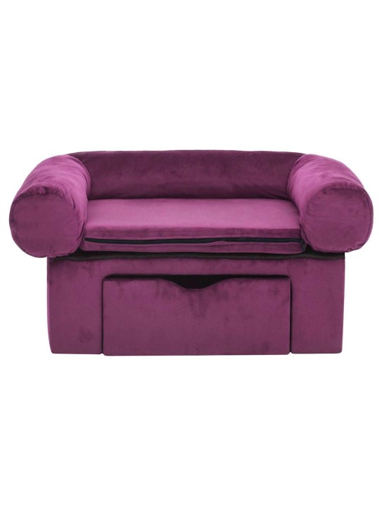 Pohovka pro psy se zásuvkou vínová 75 x 50 x 38 cm plyš