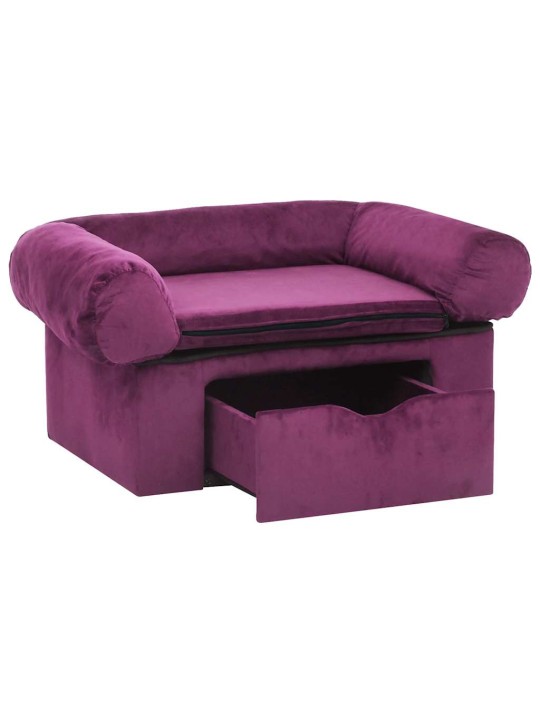 Pohovka pro psy se zásuvkou vínová 75 x 50 x 38 cm plyš