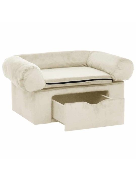 Pohovka pro psy se zásuvkou krémová 75 x 50 x 38 cm plyš