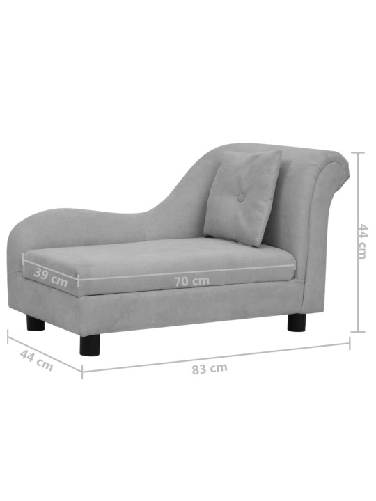 Pohovka pro psy s polštářem šedá 83 x 44 x 44 cm plyš