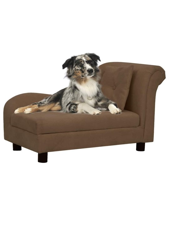 Pohovka pro psy s polštářem hnědá 83 x 44 x 44 cm plyš