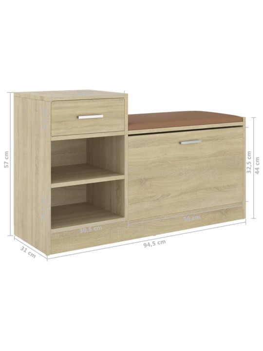 Lavice s botníkem sonoma dub 94,5x31x57 cm kompozit