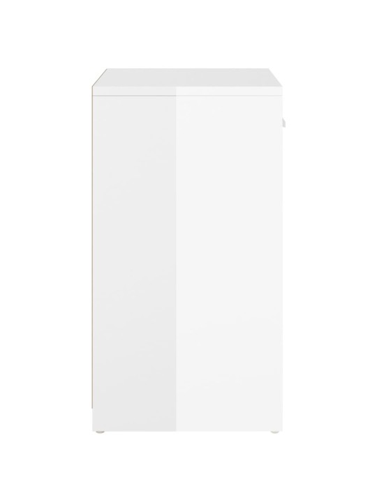 Lavice s botníkem bílá vysoký lesk 94,5x31x57 cm kompozit