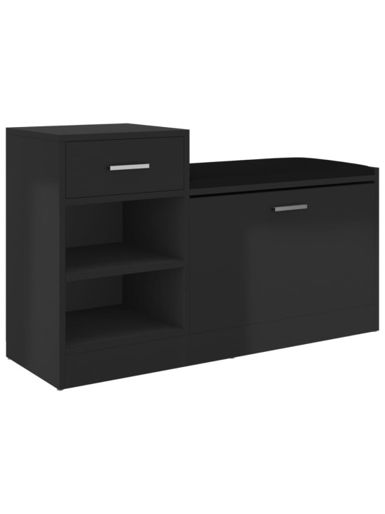 Lavice s botníkem černá vysoký lesk 94,5x31x57 cm kompozit