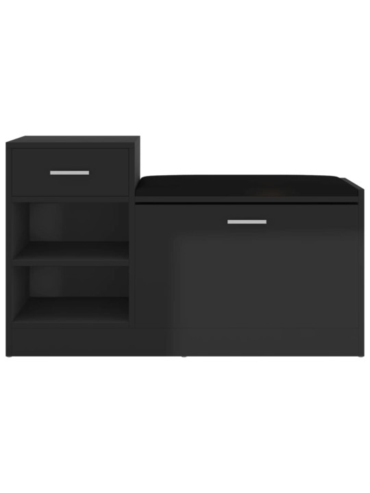 Lavice s botníkem černá vysoký lesk 94,5x31x57 cm kompozit