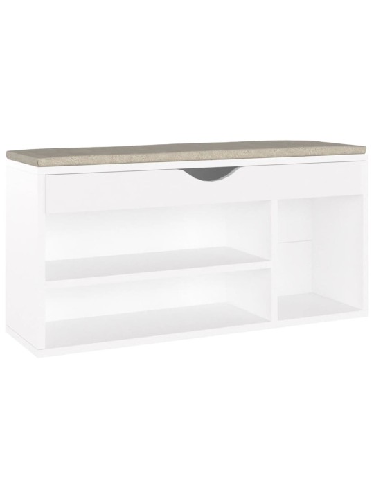 Lavice s botníkem a poduškou bílá 104x30x49 cm kompozitní dřevo