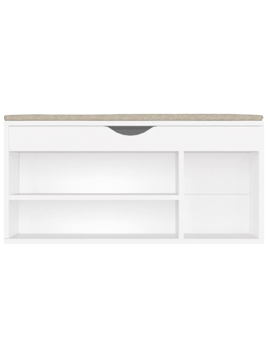 Lavice s botníkem a poduškou bílá 104x30x49 cm kompozitní dřevo