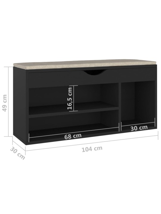 Lavice s botníkem a poduškou černá 104 x 30 x 49 cm kompozit